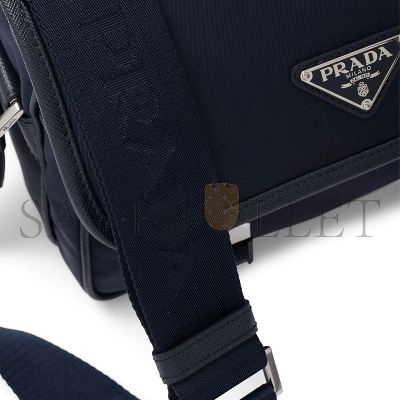 Pra*a re-nylon and saffiano leather shoulder bag 2vd034 (22*16*8.5cm)